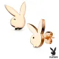 Paire boucles d'oreilles clous Playboy lapin or rose