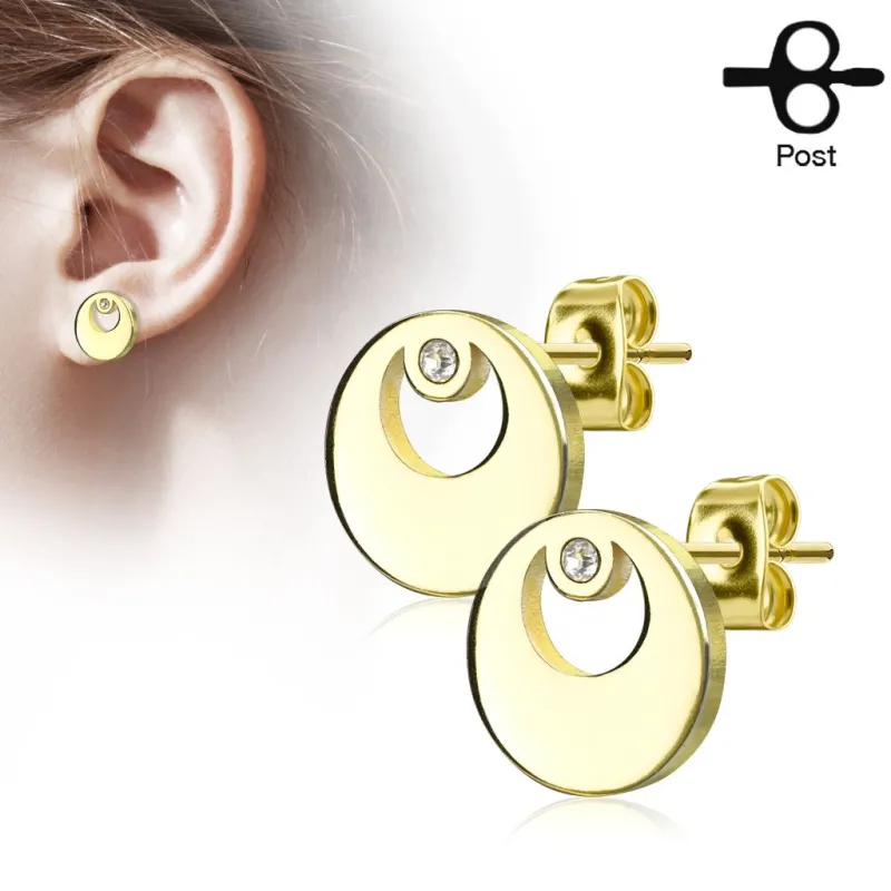 Paire boucles d'oreilles clous cercle doré