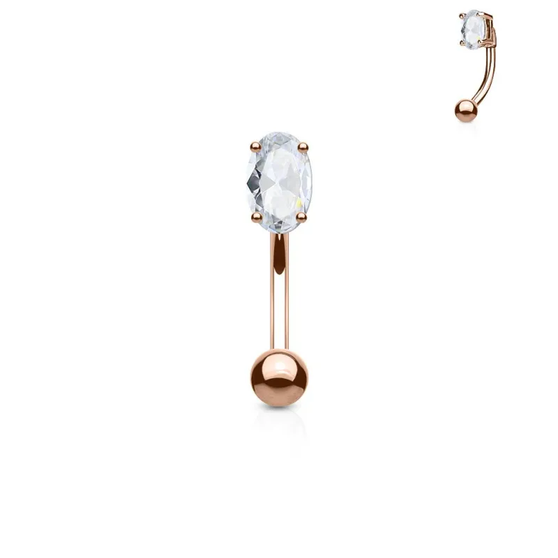 Piercing arcade plaqué or rose zircon ovale blanc