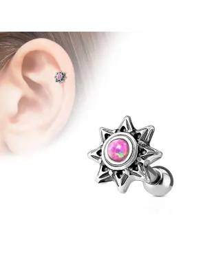 Piercing cartilage hélix soleil tribal opale rose