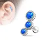 Piercing oreille cartilage triple opale bleu