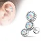 Piercing oreille cartilage triple opale blanc