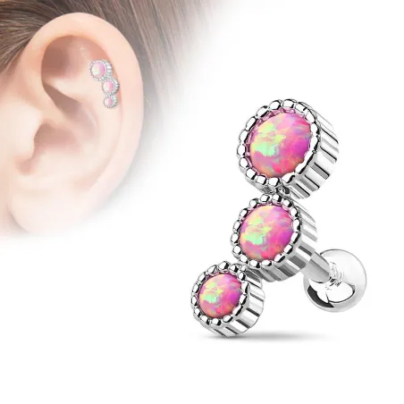 Piercing cartilage triple opale rose