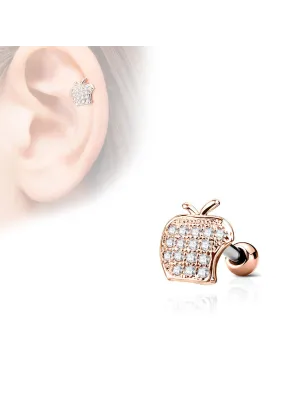 Piercing cartilage hélix pomme strass plaqué or rose