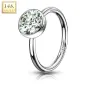 Piercing nez Anneau Or blanc 14 Carats strass