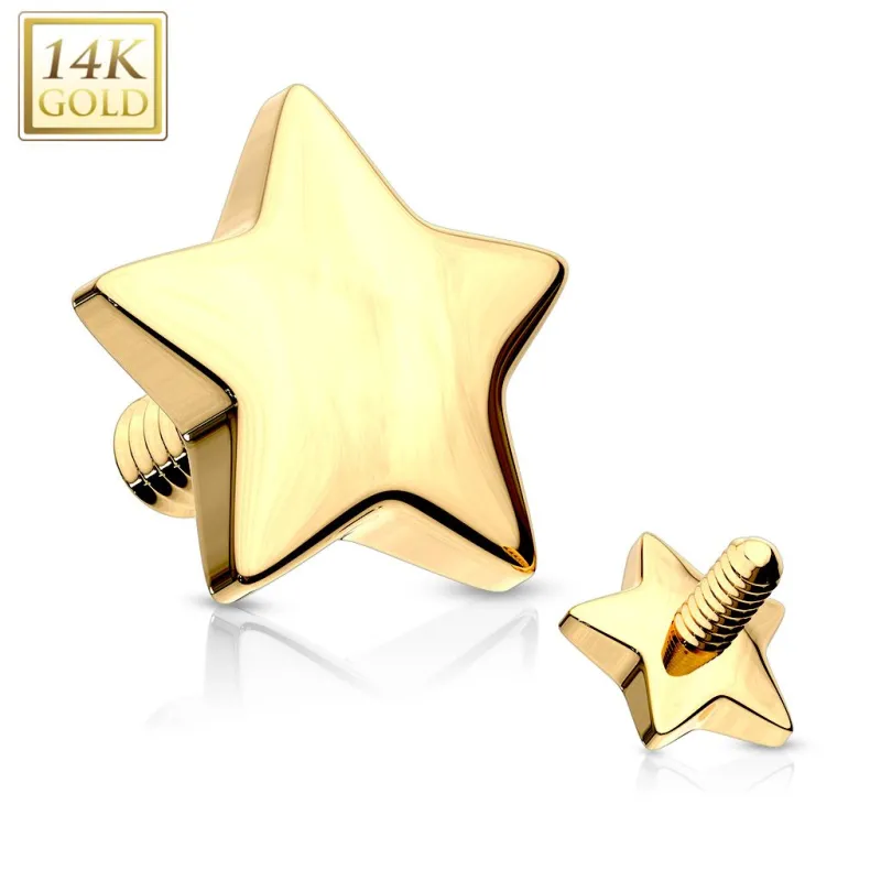 Piercing micro dermal Or jaune 14 Carats Etoile