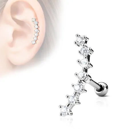 Piercing cartilage hélix courbé 7 strass