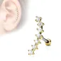 Piercing oreille cartilage hélix courbé 7 strass plaqué or