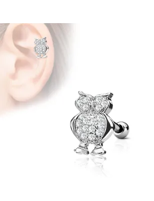 Piercing cartilage hélix hibou strass