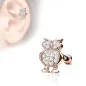 Piercing oreille cartilage hélix hibou strass plaqué or rose