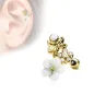 Piercing oreille cartilage hélix fleur blanche plaqué or