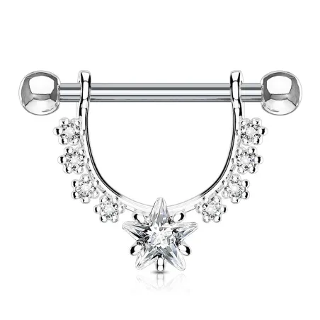 Piercing téton pendentif gemmes étoile blanche