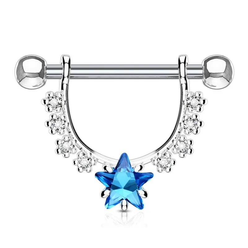 Piercing téton pendentif gemmes étoile turquoise