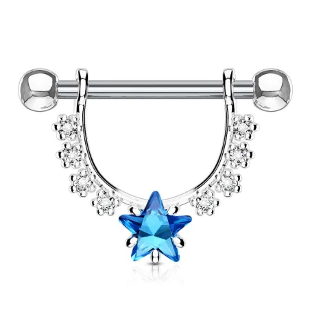 Piercing téton pendentif gemmes étoile turquoise