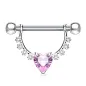 Piercing téton pendentif gemmes coeur rose