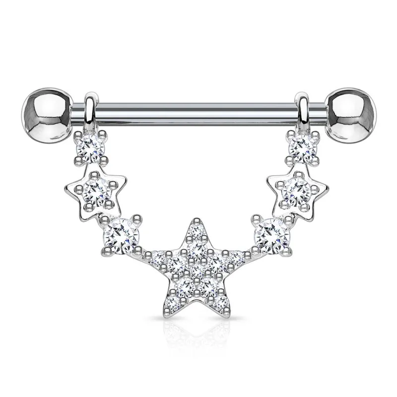 Piercing téton pendentif étoiles liées