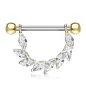 Piercing téton pendentif gemmes marquise blanches plaqué or