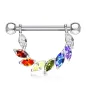 Piercing téton pendentif gemmes marquise multicolores