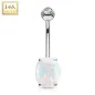 Piercing nombril Or blanc 14 Carats Pierre Opale