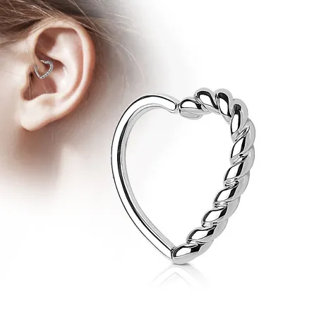 Piercing cartilage daith coeur tressé