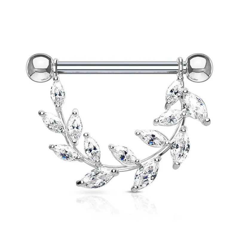 Piercing téton pendentif gemmes fleur de vigne