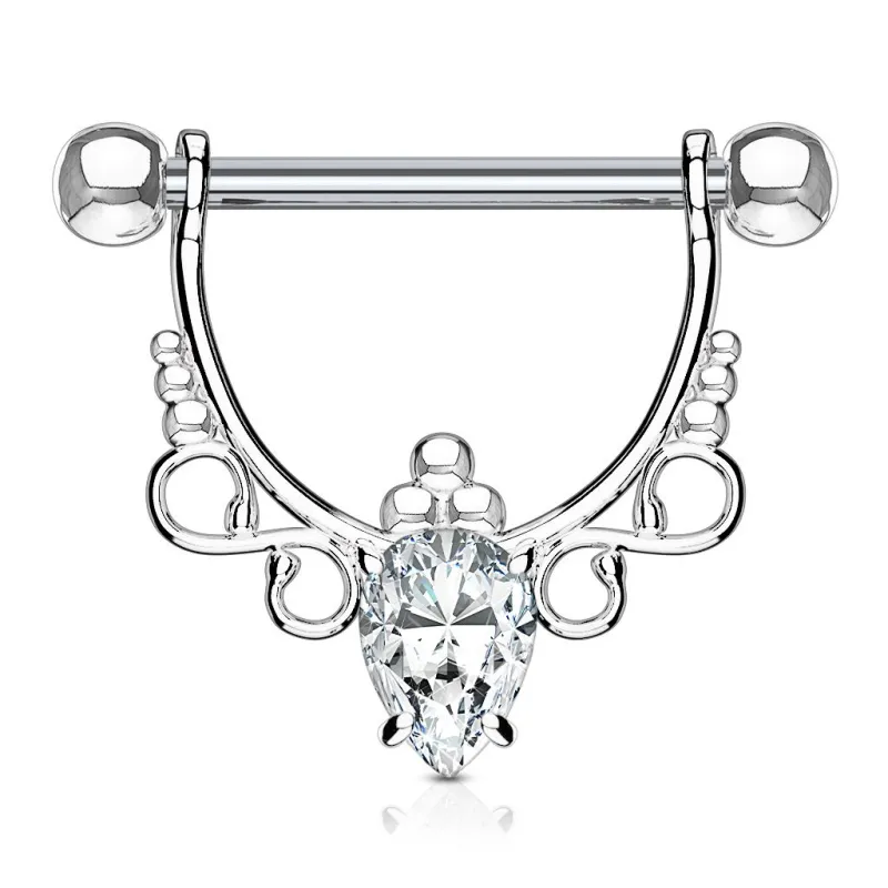 Piercing téton pendentif poire filigrane infini