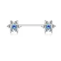 Piercing téton double fleurs gemmes turquoise