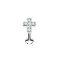 Piercing oreille labret lèvre croix pavée opale blanche