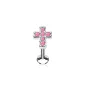 Piercing oreille labret lèvre croix pavée opale rose