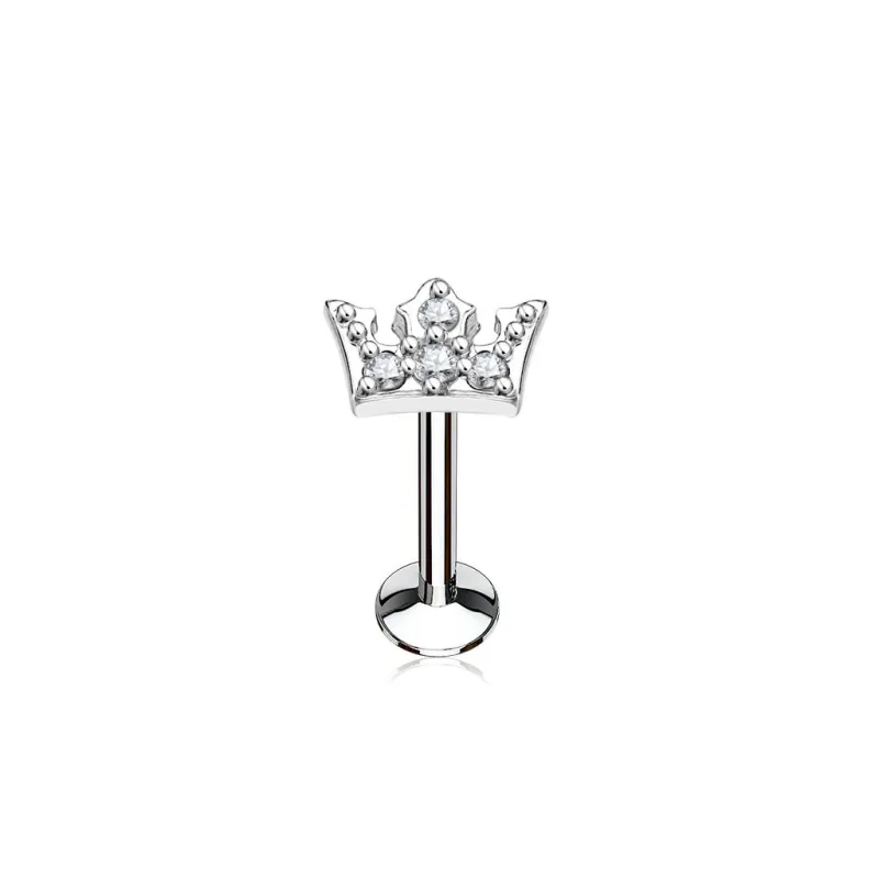 Piercing oreille labret lèvre couronne pavée de strass