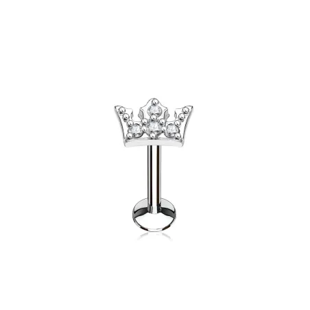 Piercing labret lèvre couronne pavée de strass