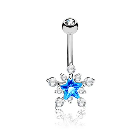 Piercing nombril cluster pierre étoile turquoise