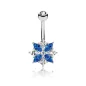 Piercing nombril fleur gemmes marquise bleu