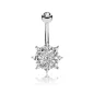 Piercing nombril fleur gemmes marquise blanc