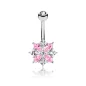 Piercing nombril fleur gemmes marquise rose