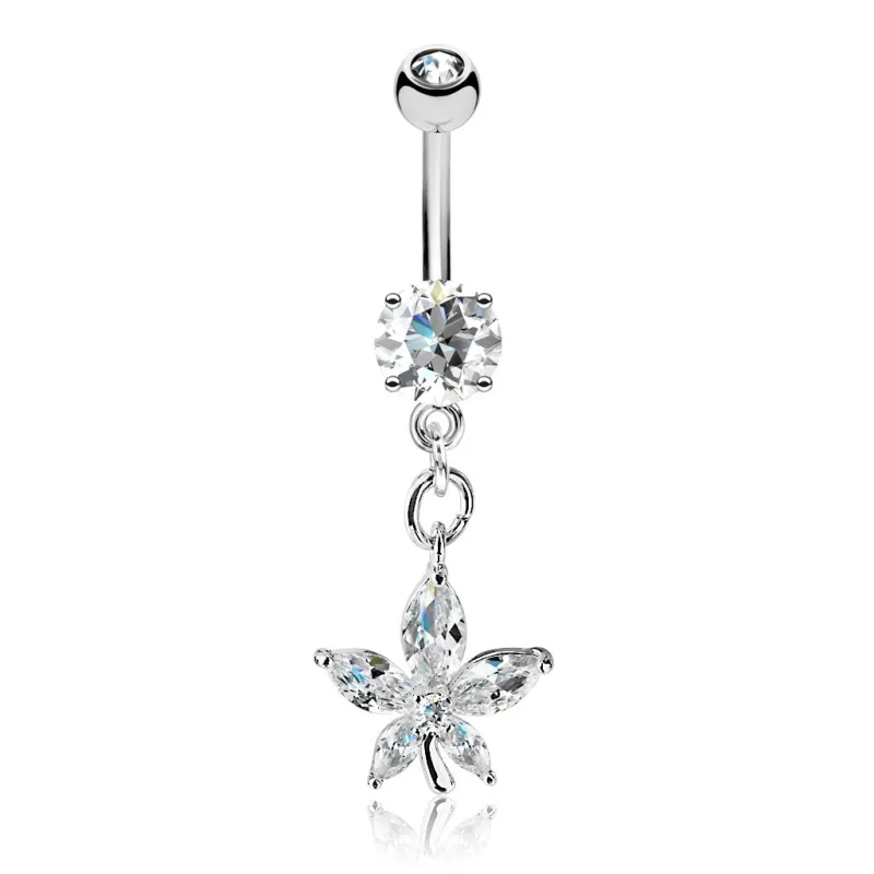 Piercing nombril pendentif fleur pétales marquise