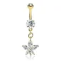 Piercing nombril plaqué or pendentif fleur pétales marquise