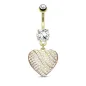 Piercing nombril plaqué or pendentif coeur micro pavé