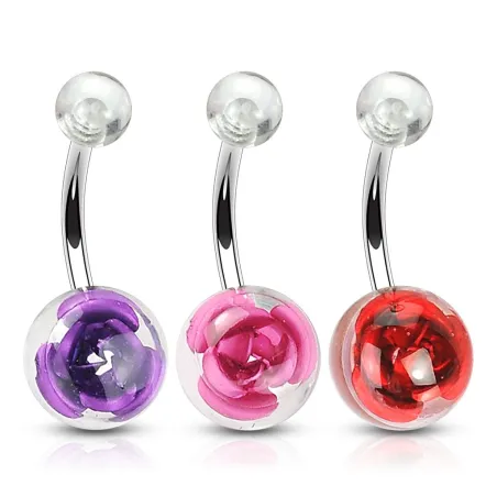 Lot de 3 Piercing Nombril Boules Acrylique Roses