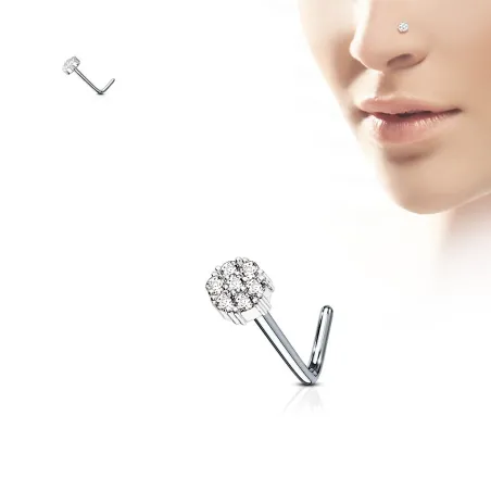 Piercing nez tige en L fleur 7 gemmes