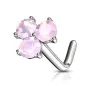 Piercing nez tige en L trois opalites roses