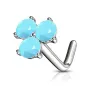 Piercing nez tige en L trois cristaux turquoises