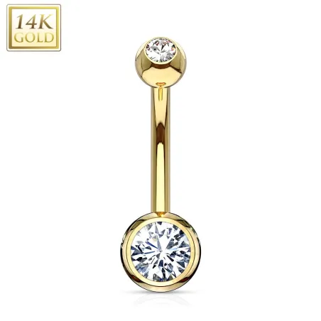 Piercing nombril Or jaune 14 carats gemmes rose