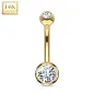 Piercing nombril Or jaune 14 carats gemmes