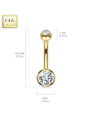 Piercing nombril Or jaune 14 carats gemmes rose