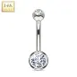 Piercing nombril Or blanc 14 carats gemmes