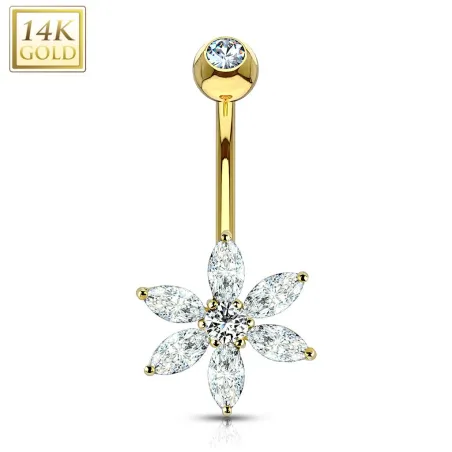 Piercing nombril Or 14 carats fleur pétales