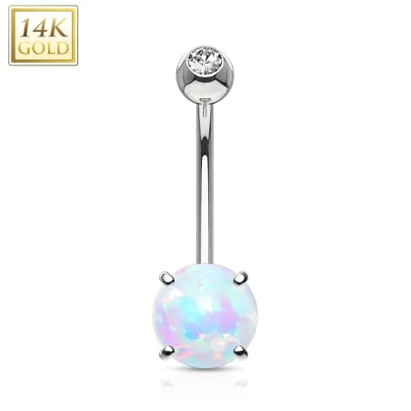 Piercing nombril Or 14 carats opale