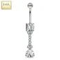 Piercing nombril Or  Blanc 14 Carats pierre triangle