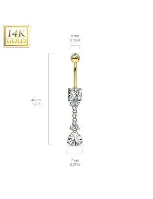 Piercing nombril Or  Jaune 14 Carats pierre triangle